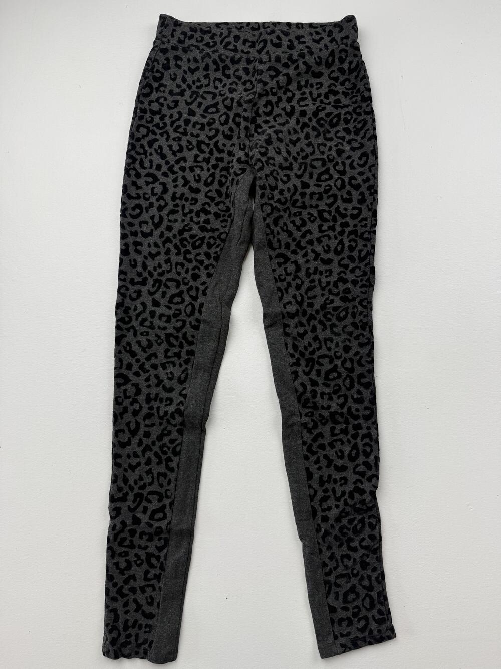 M&S Collection Leggings Womens M Gray Leopard Print Ankle Stretch Knit